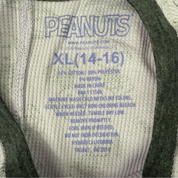 Girl’s Peanuts Thermal Snoopy Halloween Boo Skeleton Bats Long Sleeve Shirt XL - Picture 13 of 16